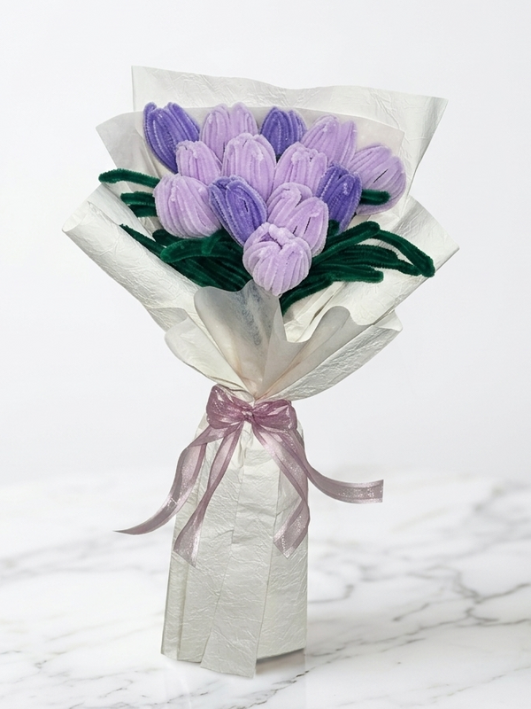 Flor de Fe · Tulipán Lila Artesanal | Flores del Corazón — flor eterna de la virtud Fe