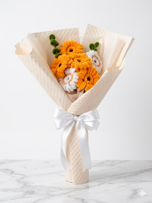Flor de Templanza · Gerbera Naranja Artesanal | Flores del Corazón