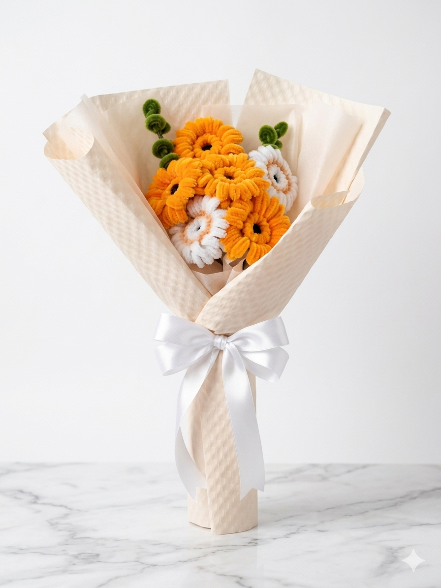Flor de Templanza · Gerbera Naranja Artesanal | Flores del Corazón